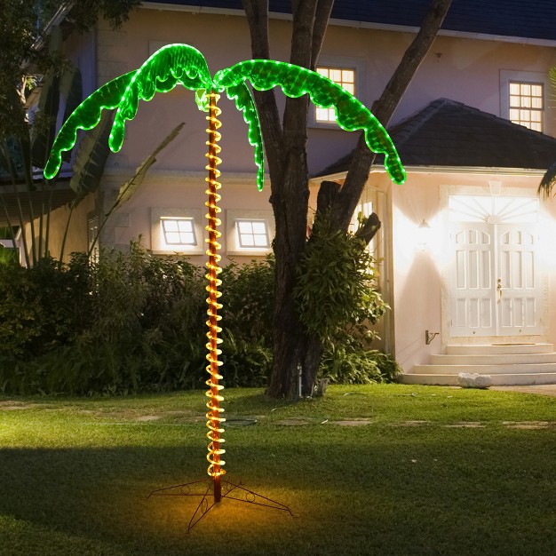 Costway 7ft Pre lit Led Rope Light Palm Tree Hawaii style Holiday Decor W 306 Led Lights