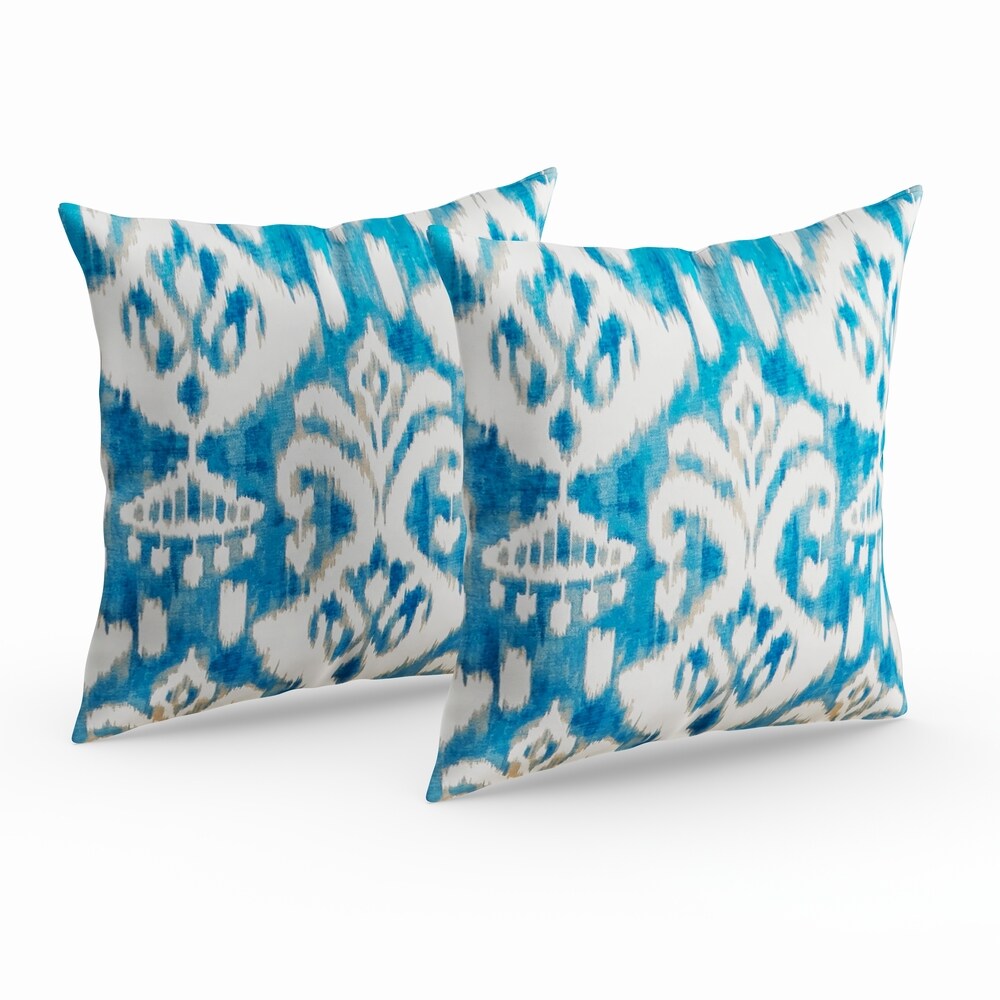 Elizabeth Ikat 17 inch Outdoor Accent Pillow  (Set of 2) by Havenside Home   17w x 17l