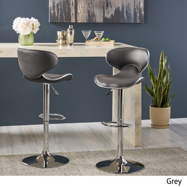 Carlota Adjustable Height 24-32 Faux Leather Swivel Barstool (Set of 2) by Christopher Knight Home