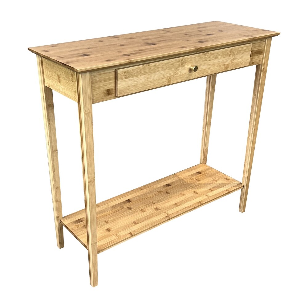 Solid Bamboo 2 Tier Console Table with Drawer