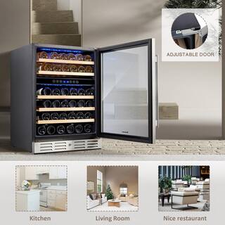 Kalamera 24 in. Built-In 46 Bottle Dual Zone Wine Cooler with Temperature Memory Function KRC-46DZB