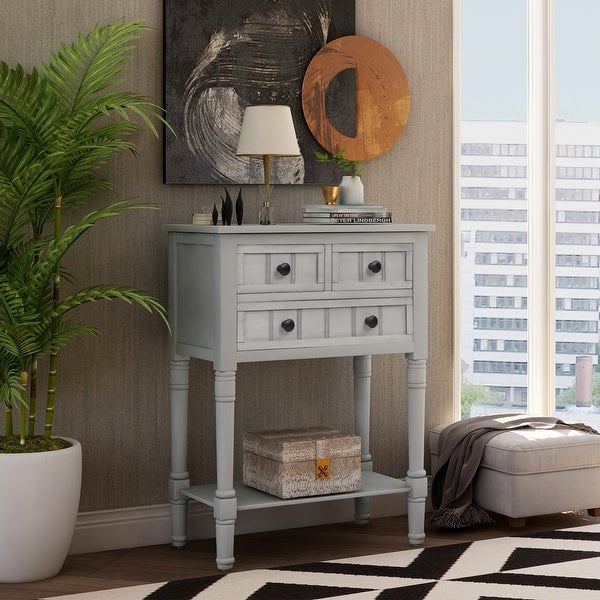 Console Table with Three Storage Drawers