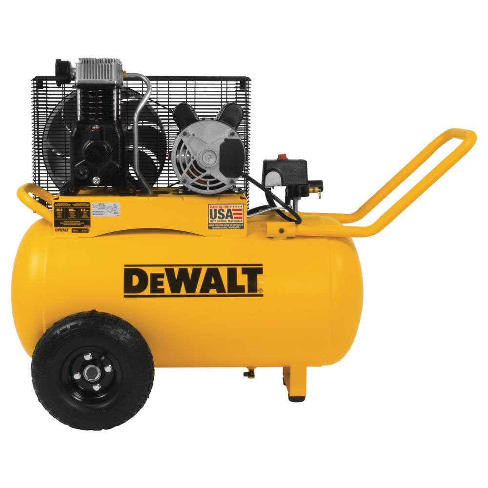 DW 20 Gal. 200 PSI Oil Lubed Belt Drive Portable Horizontal Electric Air Compressor DXCM201