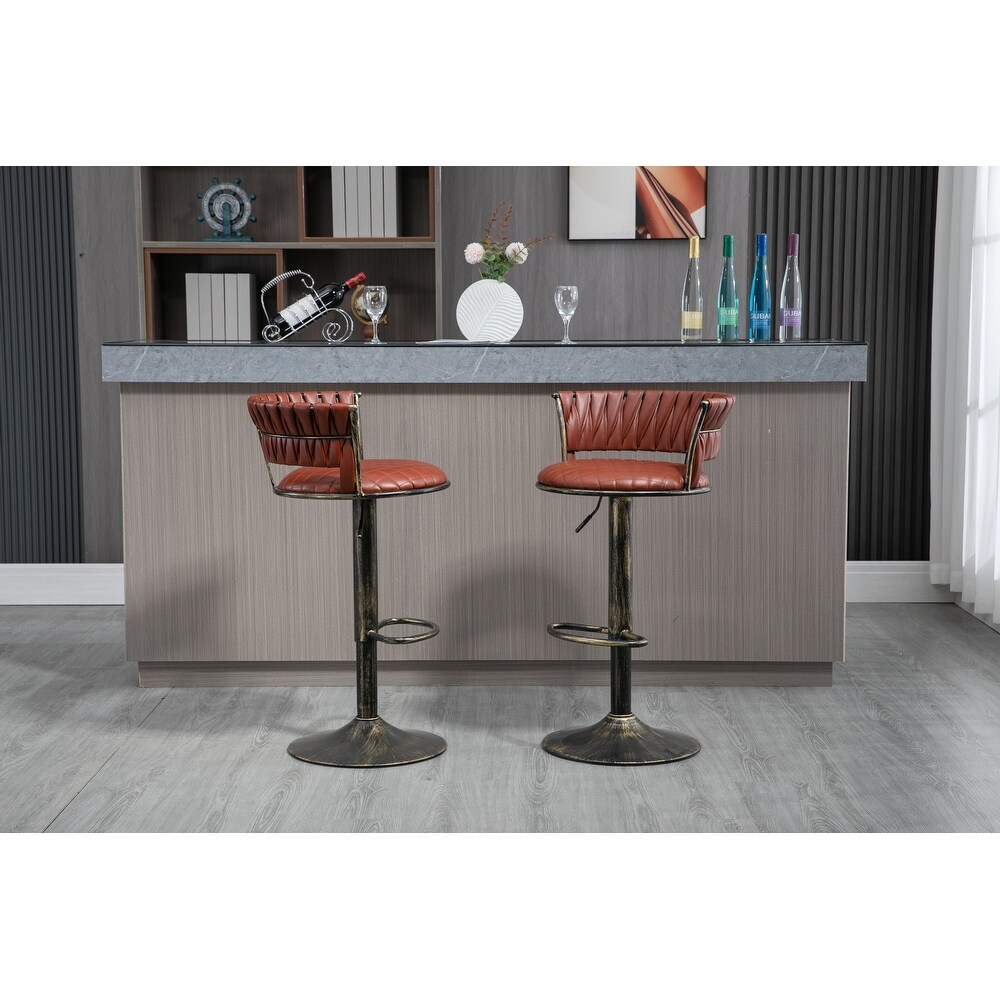 Swivel Bar Stools Set of 2 Adjustable Counter Height Chairs with Footrest for Kitchen  Dining Room 2PC/SET