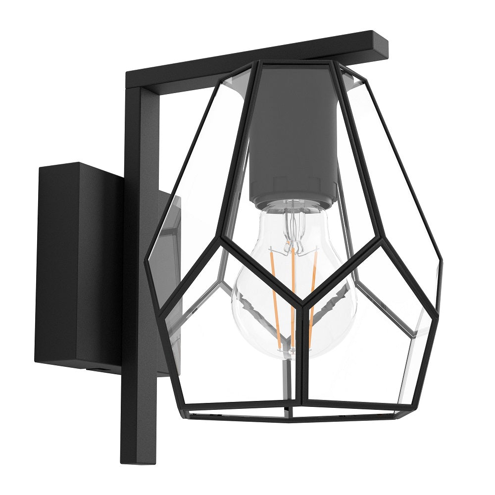 Eglo 43645 Mardyke Black & Clear Glass Geometric Vintage Wall Light