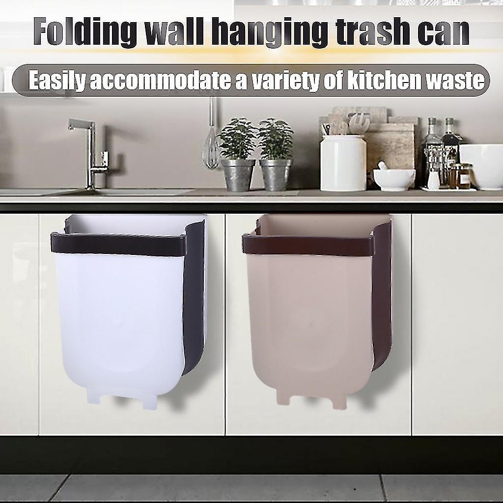 Miman Wall Mounted Folding Waste Bin Kitchen Cabinet Door Hanging Trash Bin Small