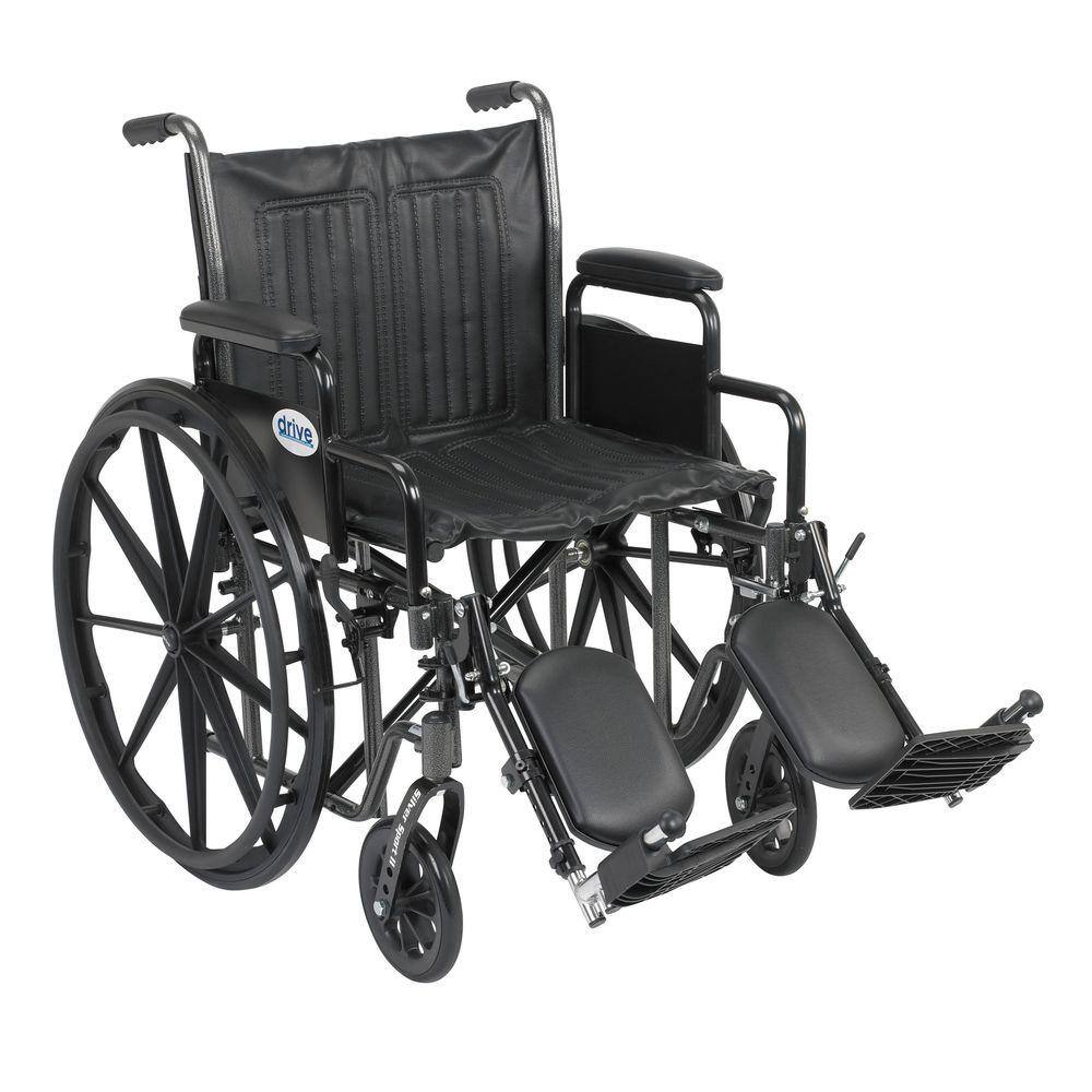 Drive Medical Silver Sport 2 Wheelchair Desk Arms Elevating Legrests and 20 in. Seat ssp220dda-elr