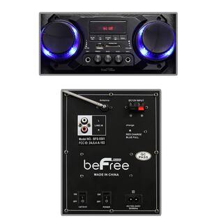 BEFREE SOUND Portable Double 10 in. Subwoofer Bluetooth Party Speaker with Reactive Lights 98597501M