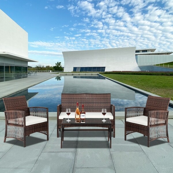 4Piece Outdoor Patio Furniture Set Including Cushions