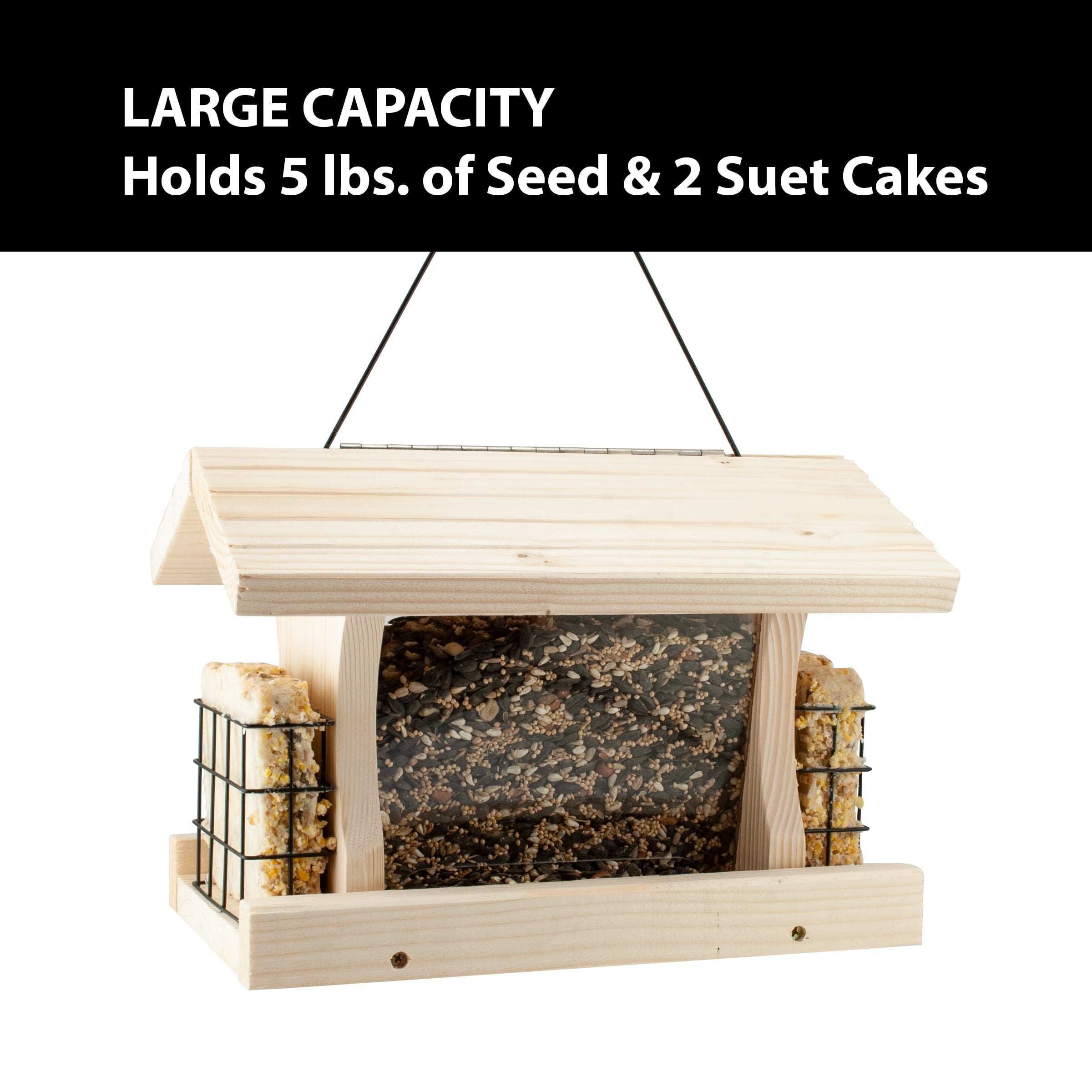 WoodLink Deluxe Wood Ranch Bird Feeder with Metal Suet Cages