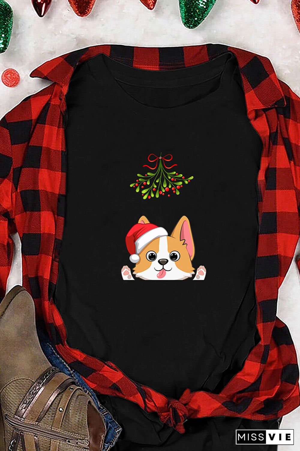 Christmas Printed Graphic Tees for Women Wholesale Short Sleeve T shirts Top