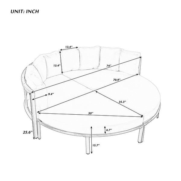 Roomfitters 4 Piece Round Outdoor Conversation Set，AllWeather Metal Sectional Sofa with Cushions，Ideal for Patio and Backyard