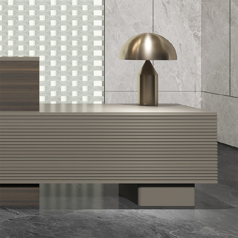 KASPER Reception Desk Right Panel 2.8M - Chocolate & Charcoal Grey