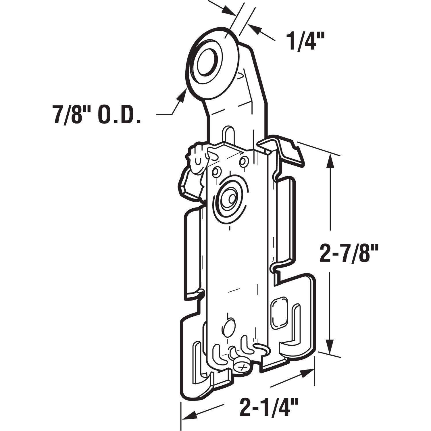 Prime-Line 7/8 in. D X 1/4 in. L Mill Plastic Roller Assembly 2 pk