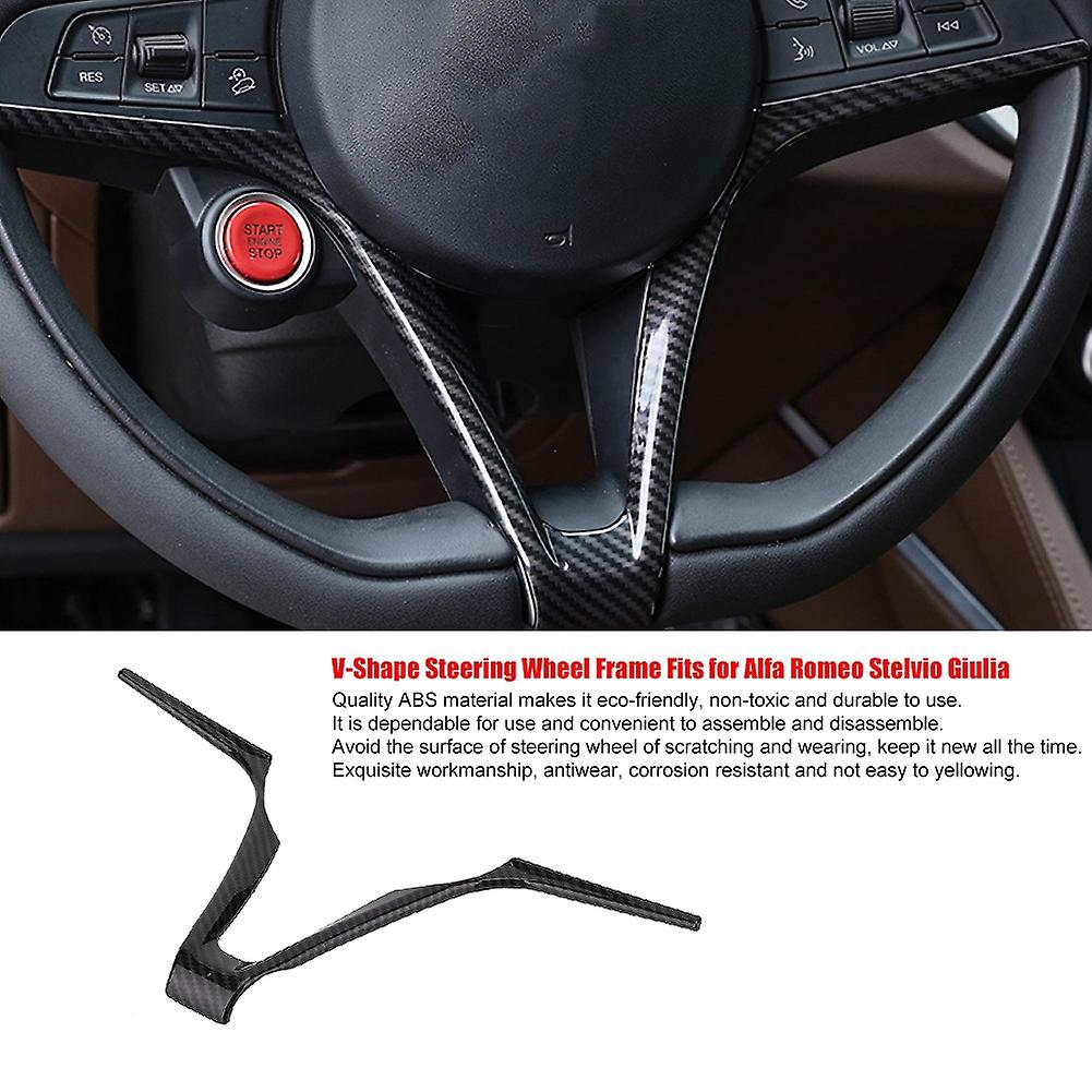 Abs V Shape Car Steering Wheel Frame Decoration Trim Fits For Alfa Romeo Stelvio Giulia(black)