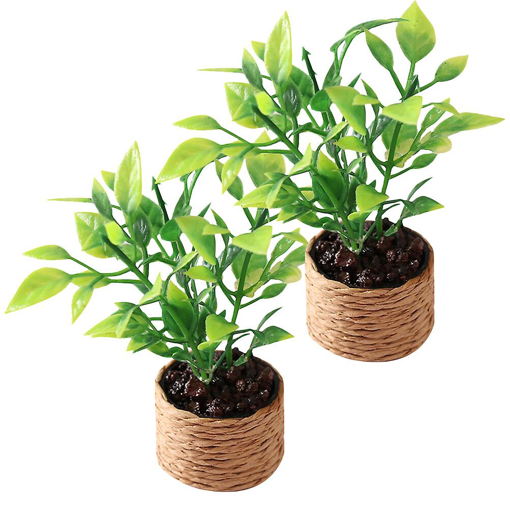 2pcs Tiny House Potted Plants Miniature Plants Artificial Potted Plants Tiny Toys