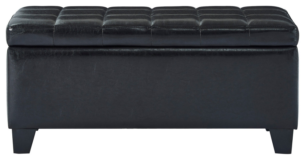 Faux Leather Storage Ottoman   Transitional   Footstools And Ottomans   by WHI  Houzz