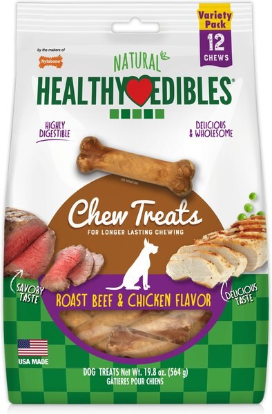 Nylabone Healthy Edibles Small Beef and Chicken Flavor Variety Pack Dog Chew Treats