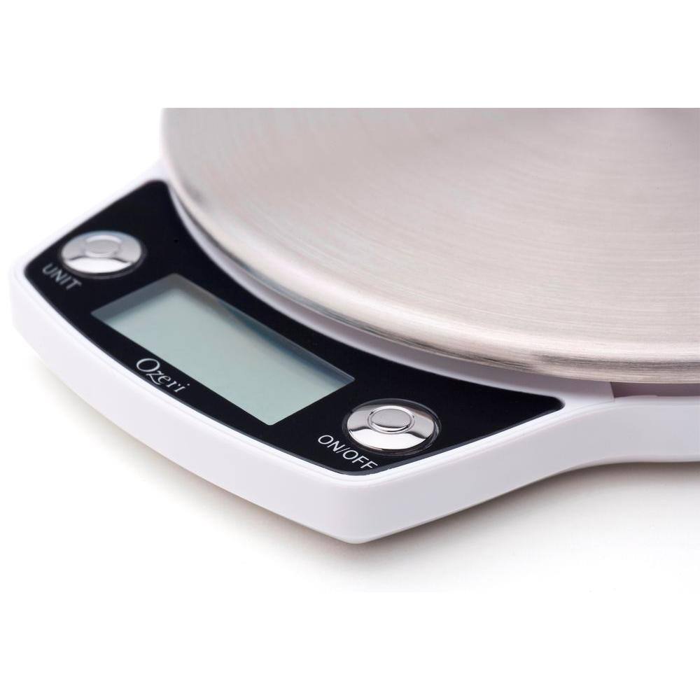 Ozeri Precision Pro White Stainless Steel Digital Kitchen Scale with Oversized Weighing Platform ZK011