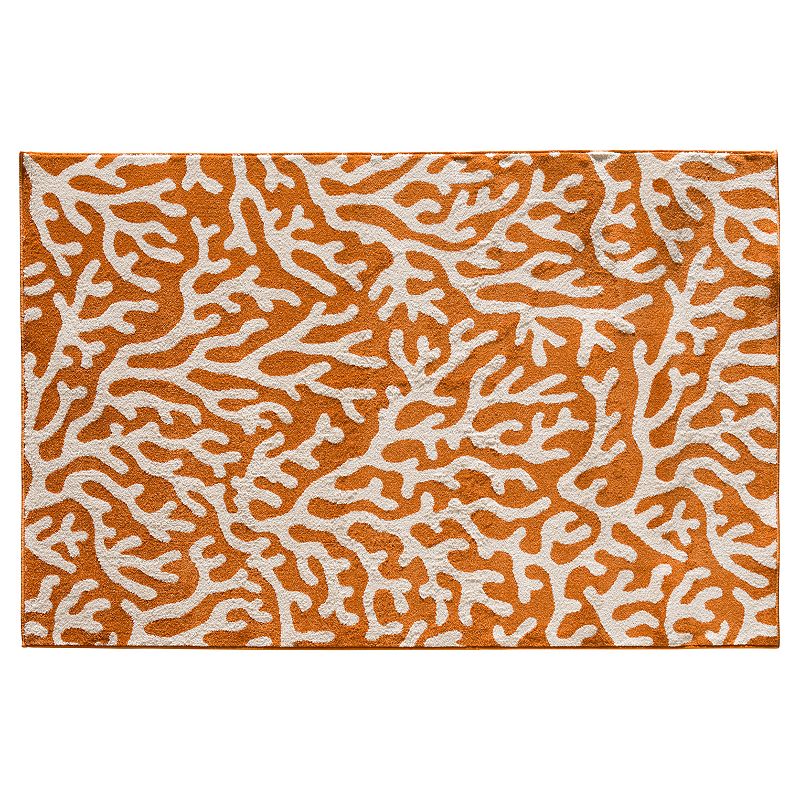 Loomaknoti Terrace Tropic Allover Coral Indoor Outdoor Rug