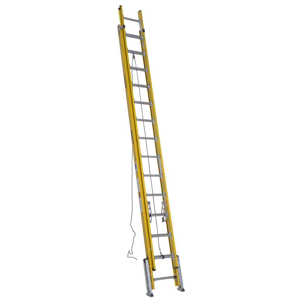 Werner 28 ft. Fiberglass D-Rung Leveling Extension Ladder with 375 lb. Load Capacity Type IAA Duty Rating D7128-2LV