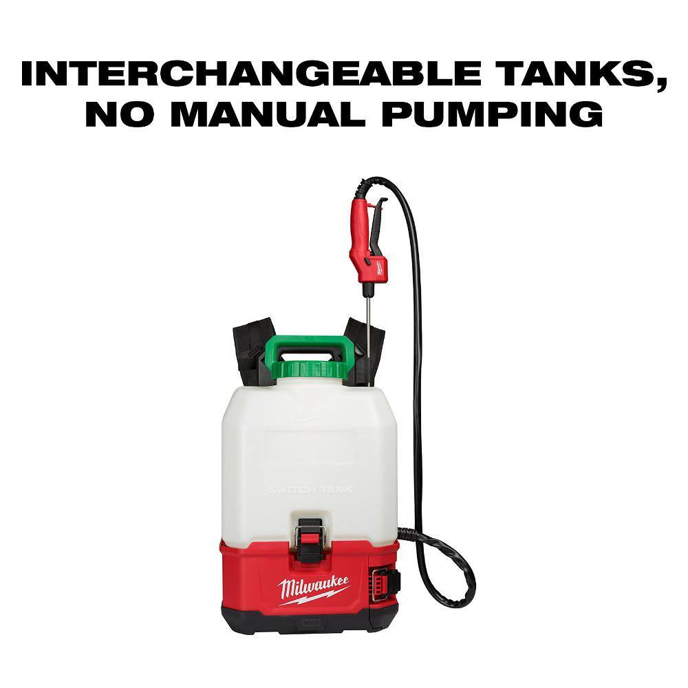 MW M18 18-Volt 4 Gal. Lithium-Ion Cordless Switch Tank Backpack Pesticide Sprayer Kit with Battery Charger  Safety Glasses 2820-21PS-48-73-2040