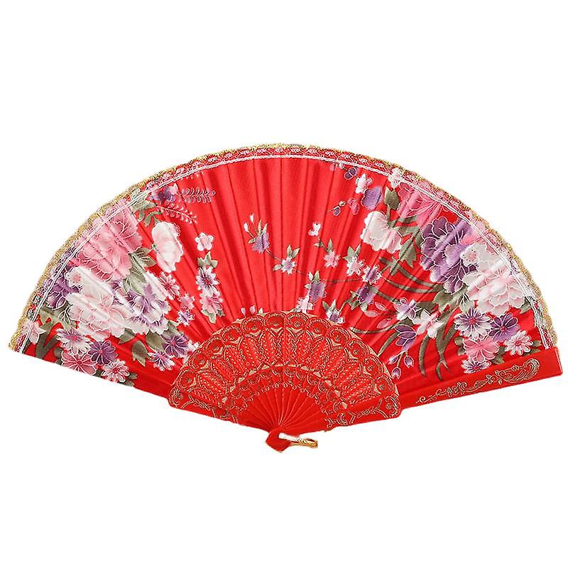 8pcs Floral Folding Hand Fan Vintage Handheld Lace Folding Fan With Different Flower Patterns Fabric Folding Fan For Wedding Dancing Party