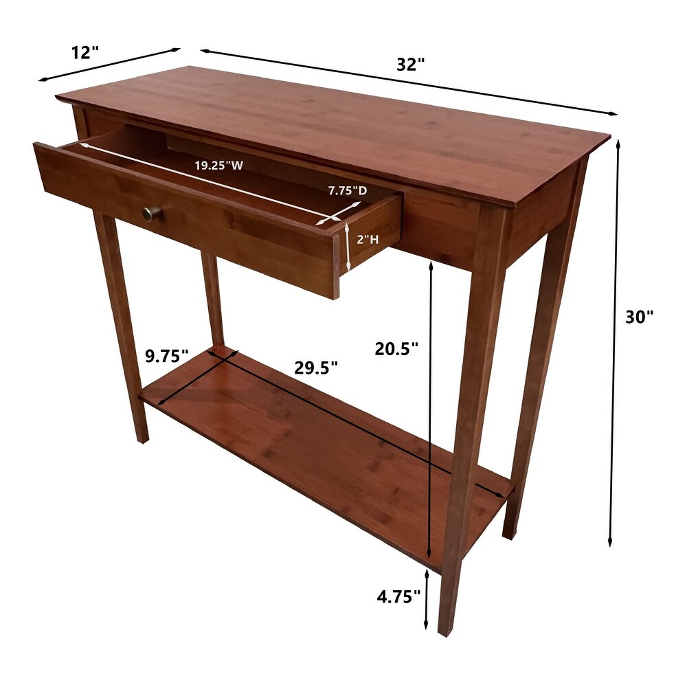 Solid Bamboo 2 Tier Console Table with Drawer