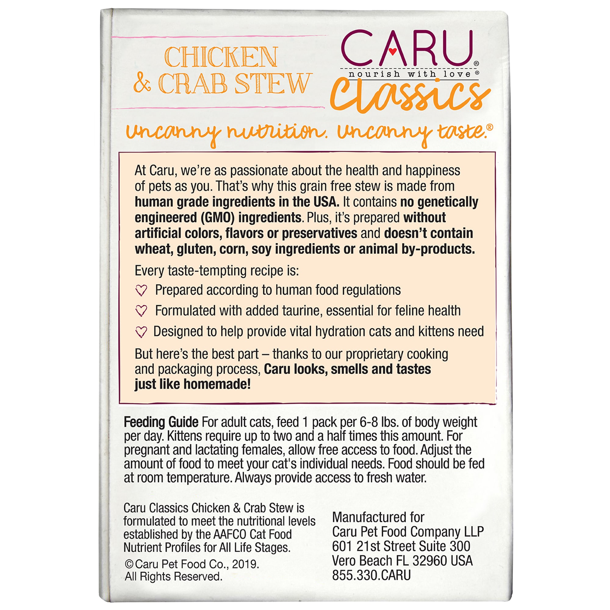 CARU Chicken  Crab Stew Wet Cat Food， 6 oz.