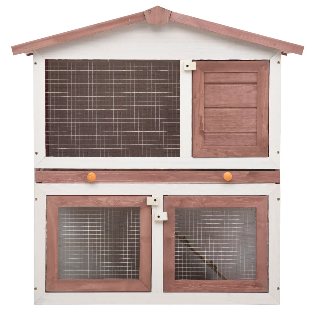 Rabbit Hutch Outdoor Inlife Rabbit Feeder 3 Doors， Brown Wood