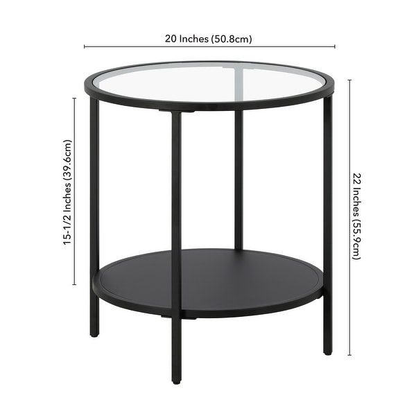 Sivil 20'' Wide Round Side Table with Metal Shelf