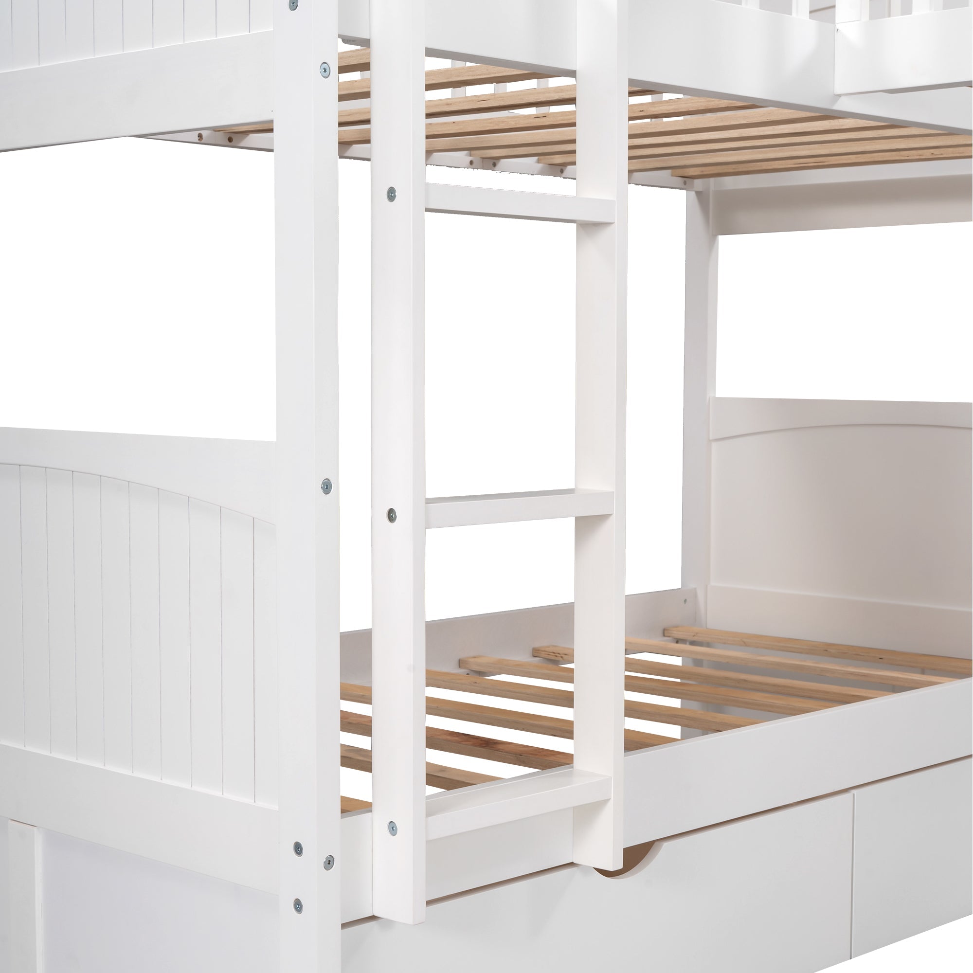 Euroco Wood Bunk Bed Storage, Twin-over-Twin-over-Twin for Children's Bedroom, White