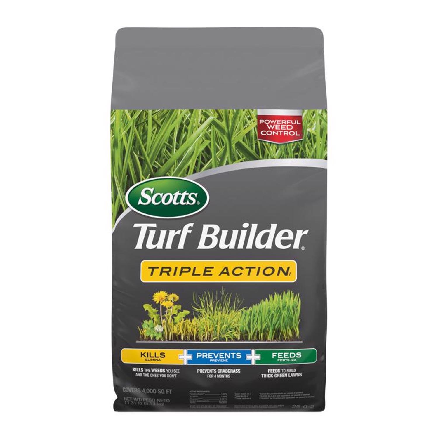 Scotts Turf Builder Triple Action Weed and Feed Lawn Fertilizer For Multiple Grass Types 4000 sq ft