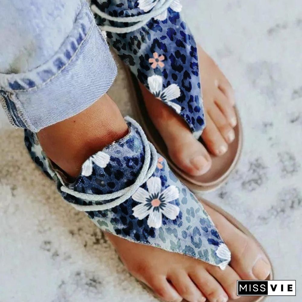 Fashion Open Toed Flower Printed Slipper