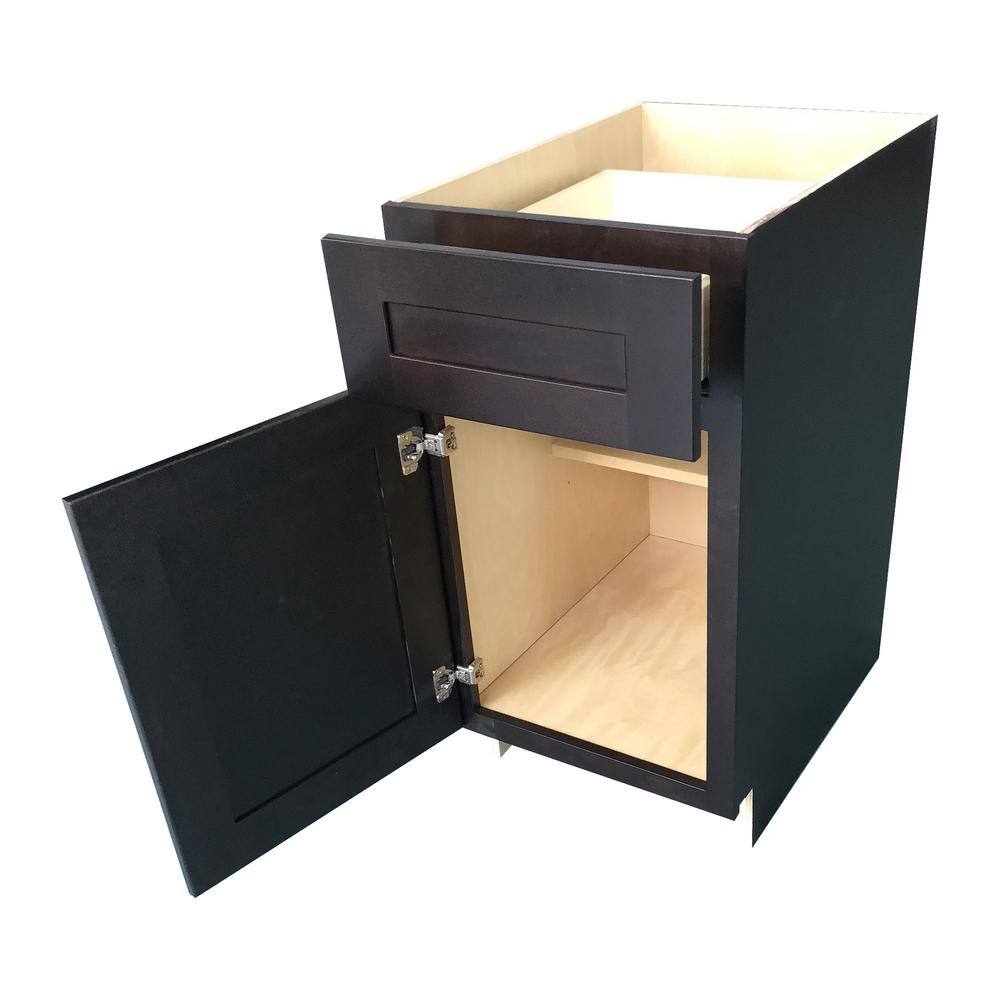 Plywell Ready to Assemble 18 in. x 34.5 in. x 24 in. Shaker Base Cabinet with 1-Door and 1-Drawer in Espresso SExB18