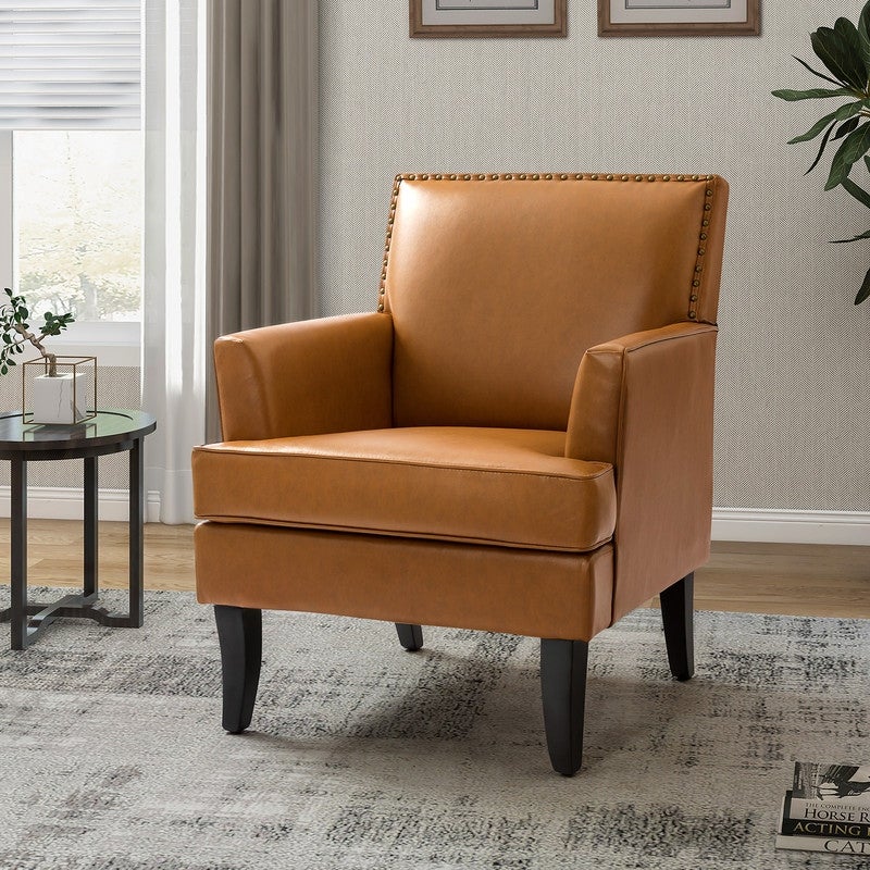 Solid Wood Armchair Accent Chair with Nailhead Trim