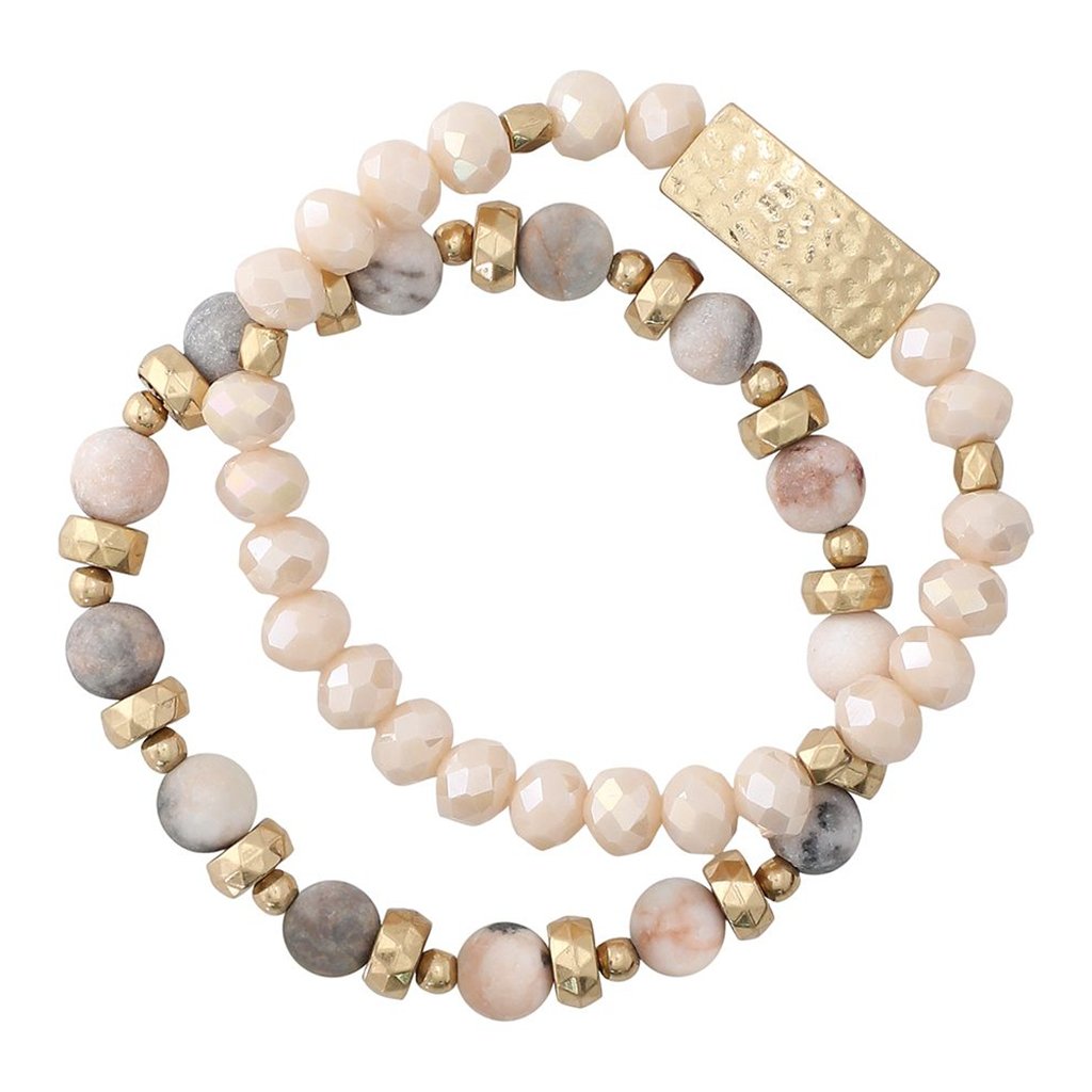 Periwinkle by Barlow  Beaded Bracelet With Gold Bar