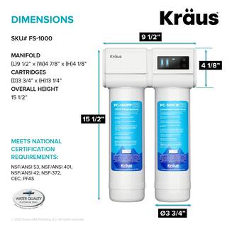 KRAUS Purita 2-Stage Carbon Block Under-Sink Water Filtration System with Digital Display Monitor FS-1000