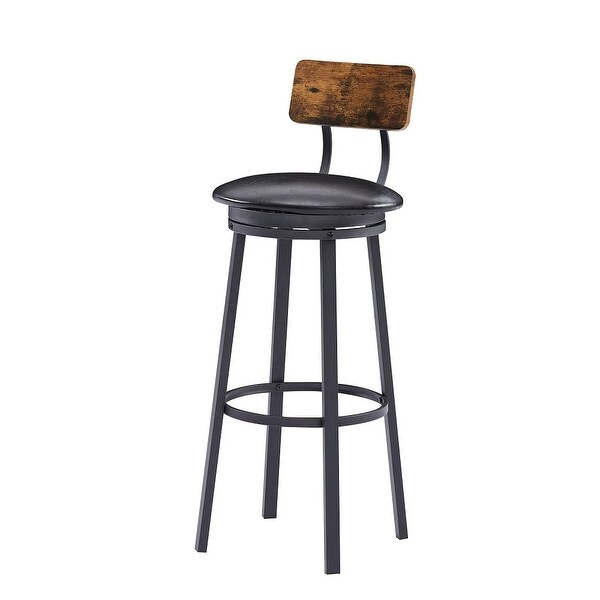 2Pcs Industrial Style Oval Bar Stools with Metal Legs