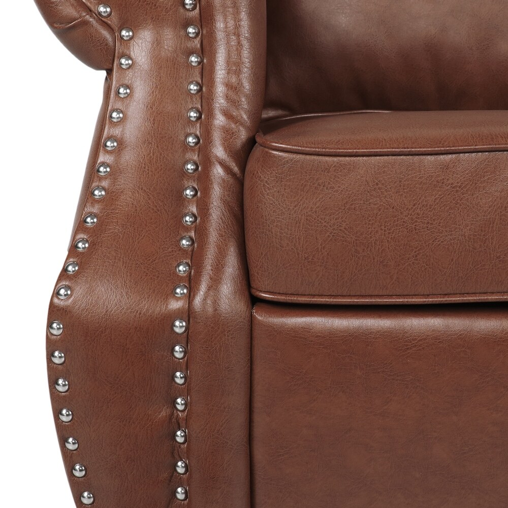 Lawton Faux Leather Loveseat with Nailhead Trim by Christopher Knight Home