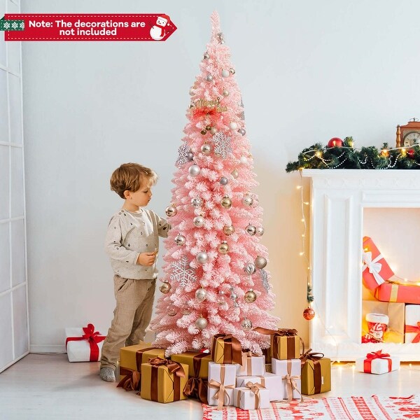 Costway 5/6/7/8 FT Artificial Pink Christmas Tree with