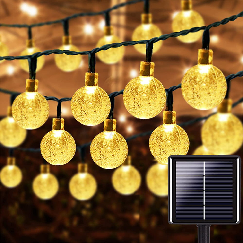 CoreLife 40FT 100 LED Crystal Globe Solar Powered String Lights Outdoor Waterproof indoor Decorative 8 Modes Patio Party - Warm White