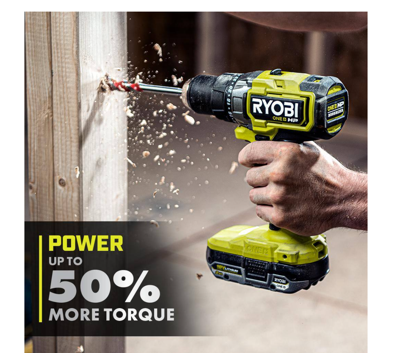 RYOBI PBLDD01K-A98401 ONE+ HP 18V Brushless Cordless 1/2 in. Drill/Driver Kit w/(2) Batteries， Charger， Bag， and Drill/Drive Kit (40-Piece)