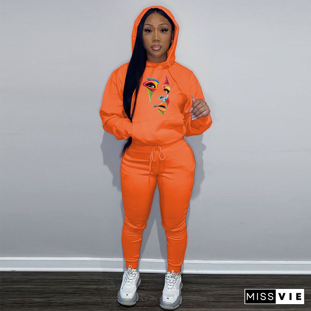 Sportswear Long Sleeve Hoodies Top 2 Piece Pants Sets