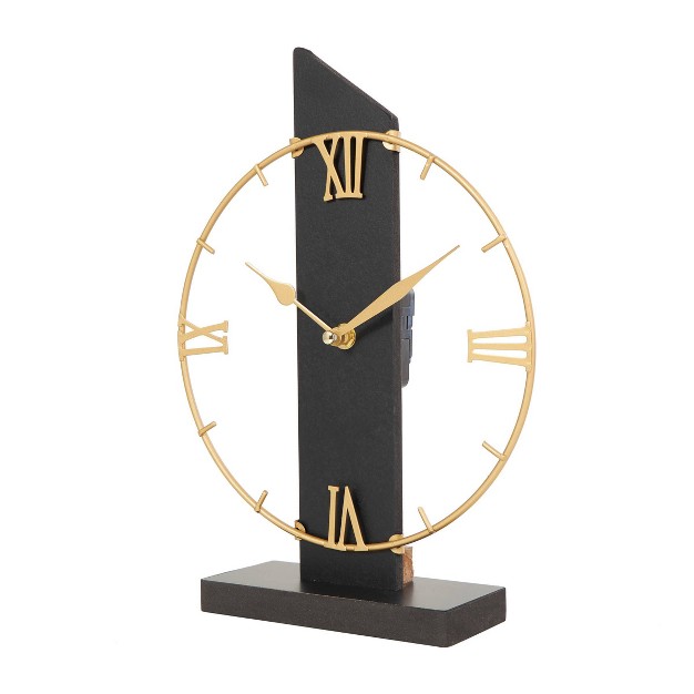 Wooden Abstract Clock With Angled Post Backing Black Olivia amp May