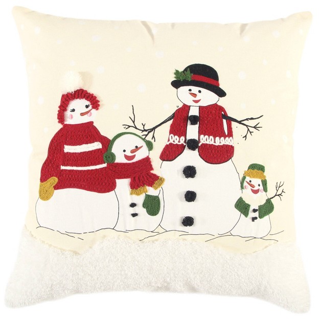 Oversize Poly Filled Home Snowman Family Square Throw Pillow Ivory Rizzy Home