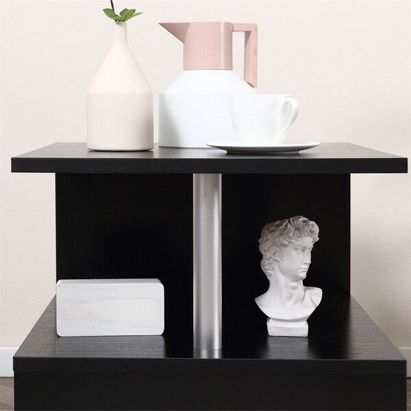 End Table，Accent Side Table，SShaped Coffee Table with Storage Shelf