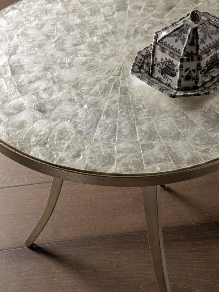 Capiz Round End Table   Contemporary   Side Tables And End Tables   by HedgeApple  Houzz