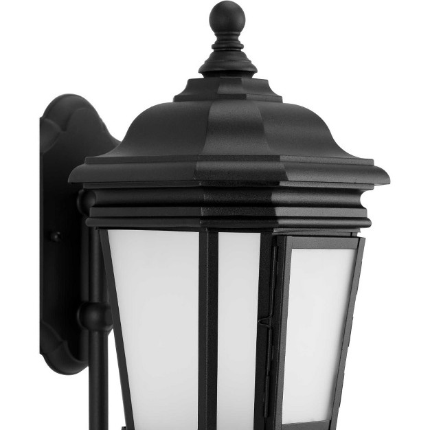 Progress Lighting Crawford 1 light Outdoor Wall Lantern In Black With Etched White Glass Shade