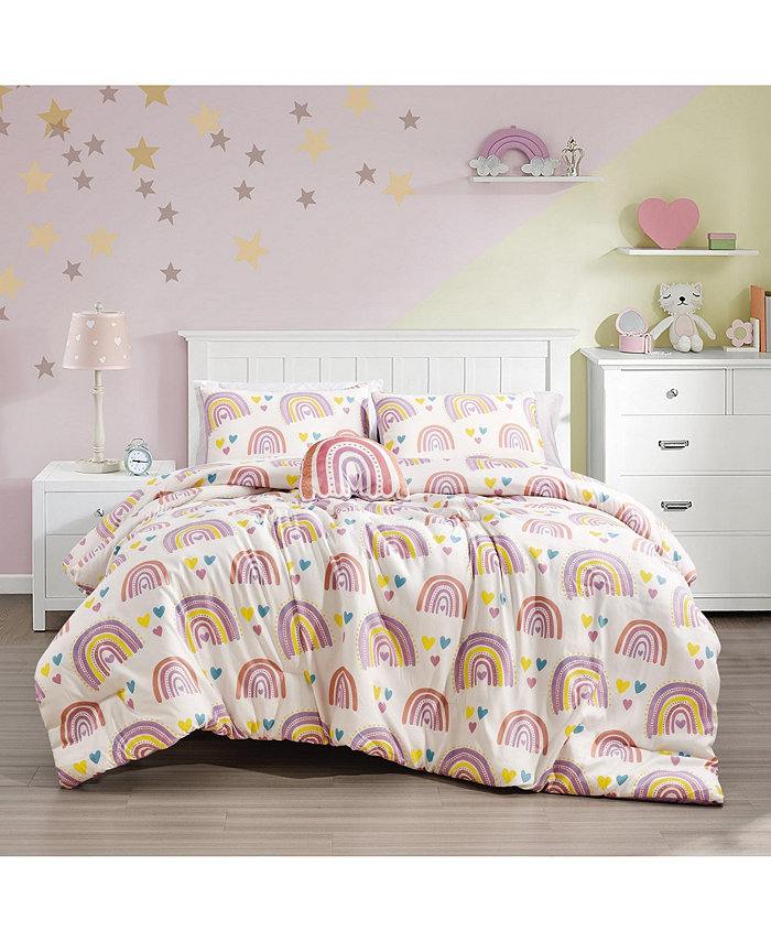 MarCielo Kids Girls Boys Comforter Set Rainbow Heart - Full  Queen